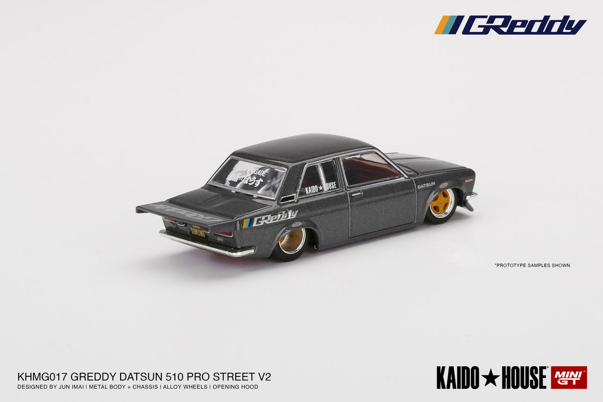 Datsun 510 Pro Street GREDDY Gunmetal Grey (1:64 Scale Diecast)