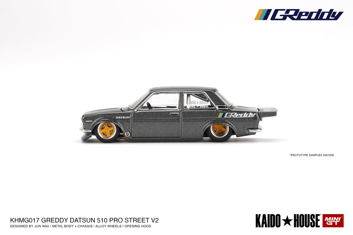 Datsun 510 Pro Street GREDDY Gunmetal Grey (1:64 Scale Diecast)