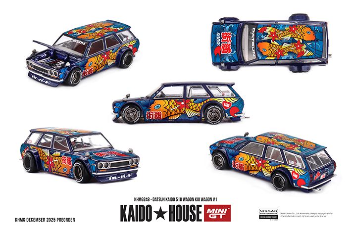Datsun Kaido 510 Wagon Koi Wagon V1 1:64 Scale Diecast Car (Kaido House x MINI GT)