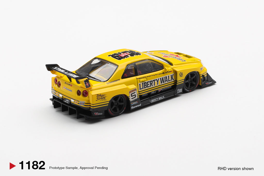 Nissan LB-ER34 Super Silhouette SKYLINE Sport Yellow 1:64 Scale Diecast Car (MINI GT)