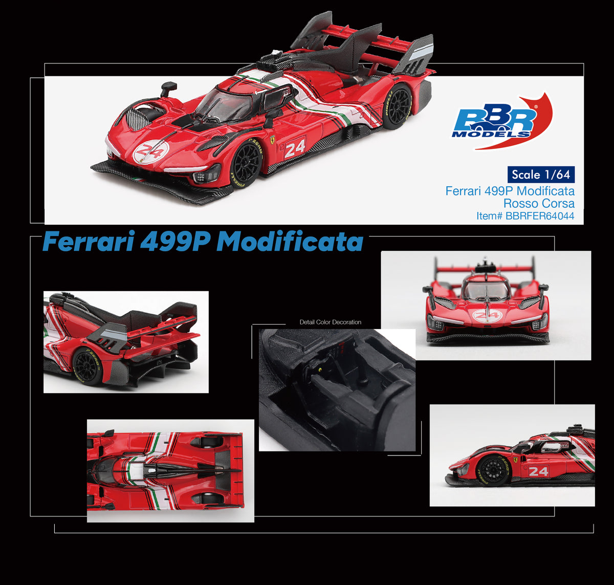 (PRE ORDER) Ferrari 499P Modificata Rosso Corsa 1:64