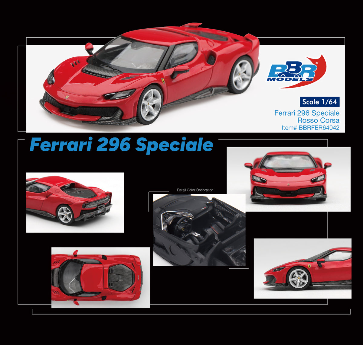 (PRE ORDER) Ferrari 296 Speciale Rosso Corsa BBR 1:64