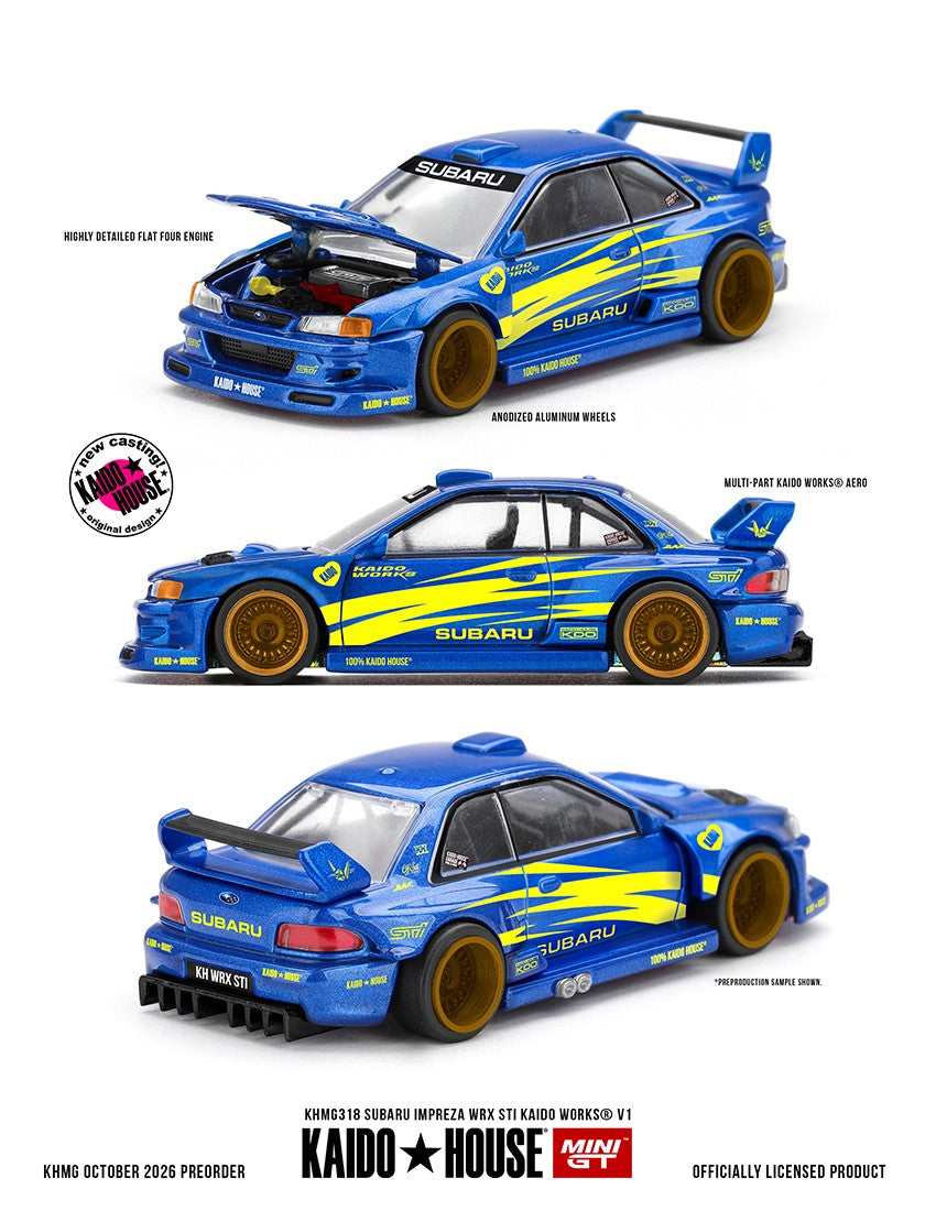 (Pre-Order – ETA June 2027) Subaru Impreza WRX STI KAIDO WORKS V1 1:64 Scale Diecast Model (Kaido House x MINI GT)