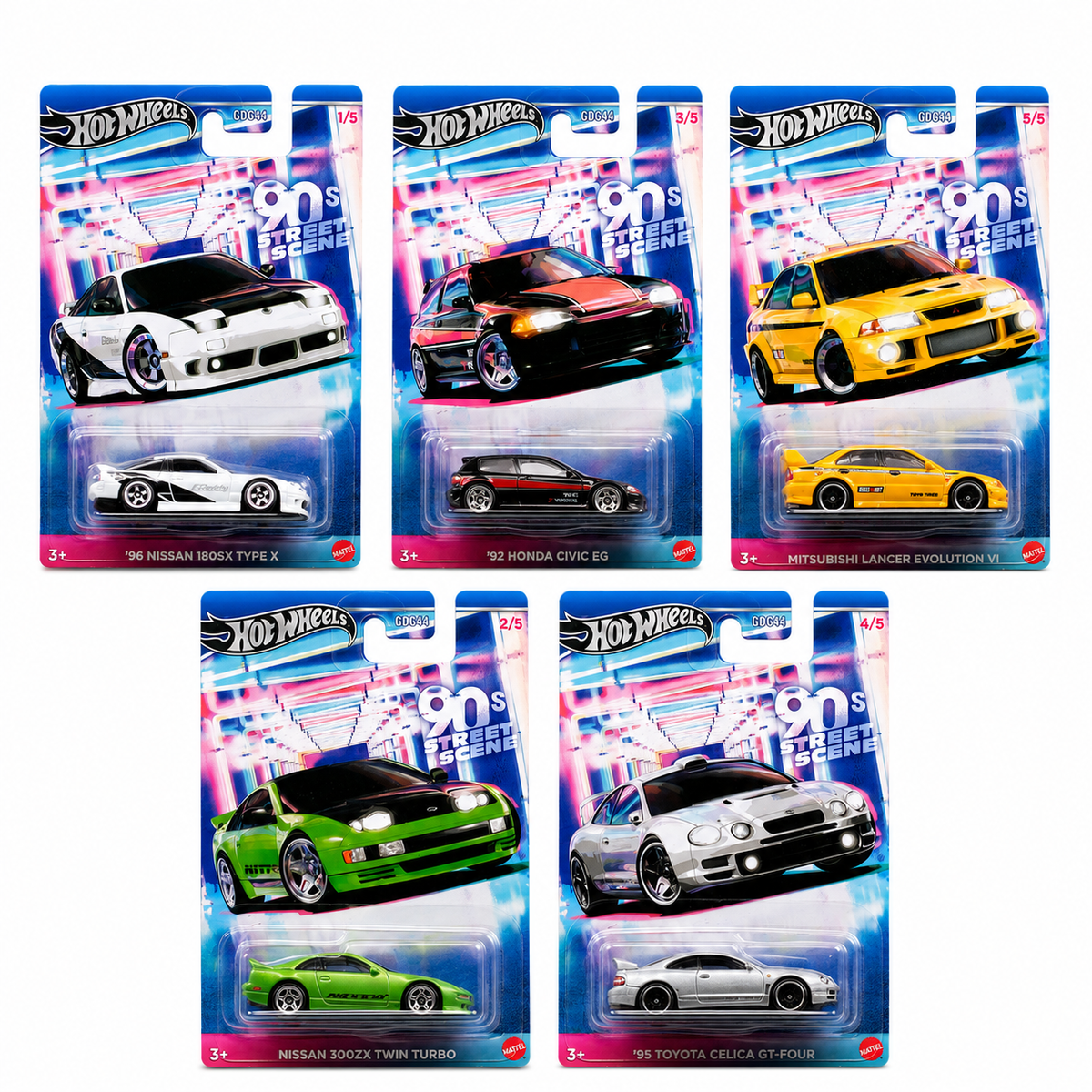 Hot Wheels 90s Street Scene (Set of 5) 1:64 Scale Diecast