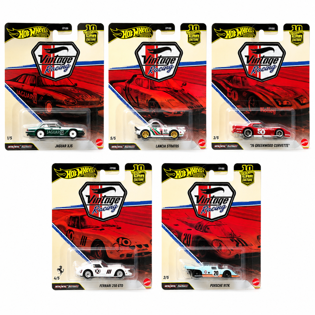 Hot Wheels Premium Car Culture Vintage Racing 2026 (Set of 5) 1:64 Scale Diecast