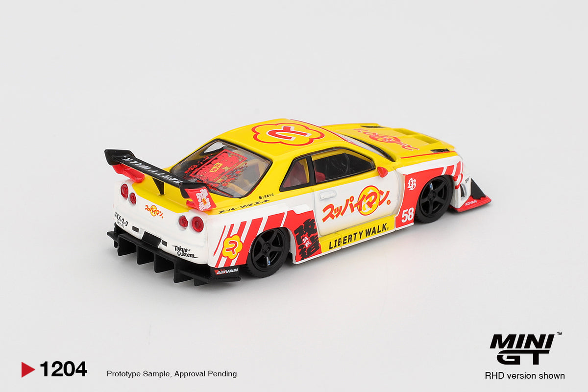 Nissan LB-ER34 Super Silhouette SKYLINE Suppaiman Okinawa 1:64 Scale Diecast Car (MINI GT)