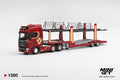 (Pre-Order – ETA January 2027) Scania 770S A6x4NA Car Transporter V8 – 50th Anniversary + Car Transporter Red 1:64 Scale Diecast (MINI GT)