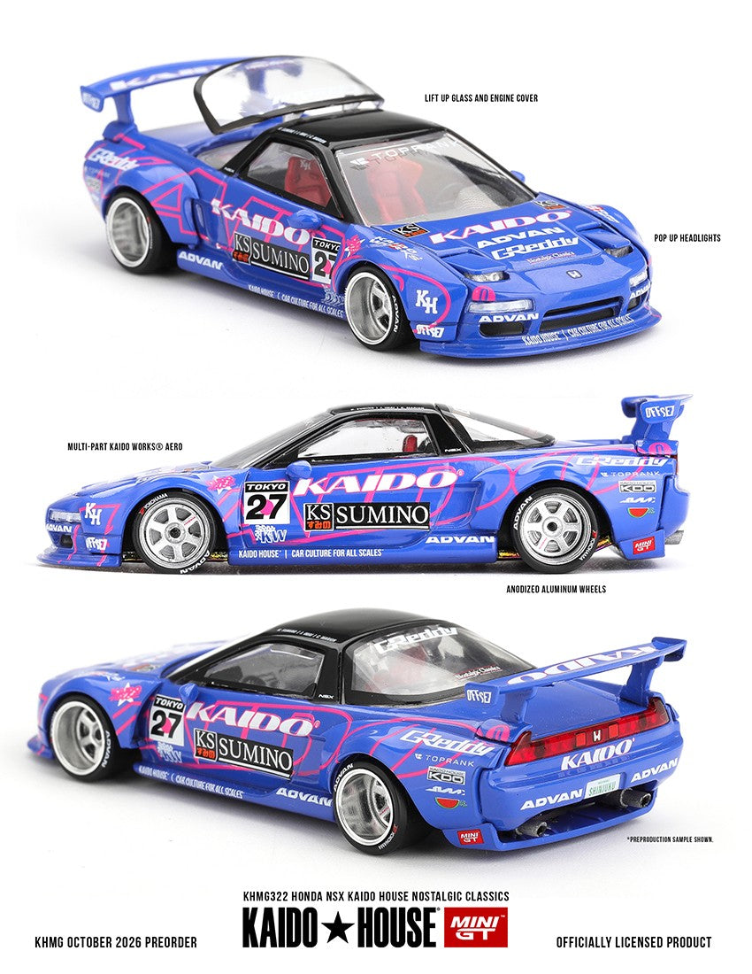 (Pre-Order – ETA June 2027) Honda NSX Kaido House Nostalgic Classics 1:64 Scale Diecast Model (Kaido House x MINI GT)