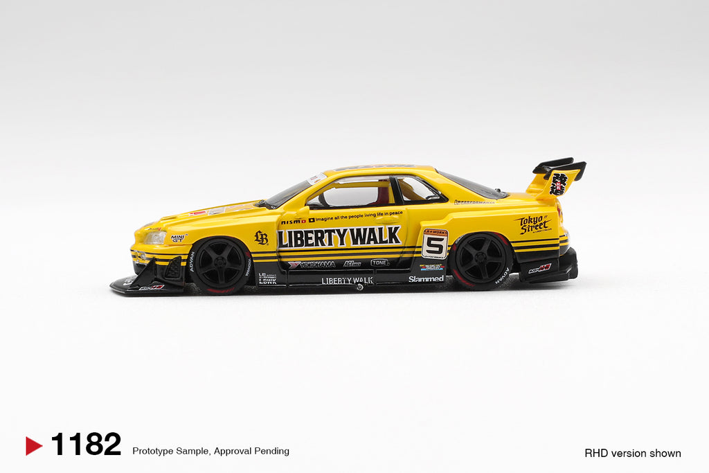 Nissan LB-ER34 Super Silhouette SKYLINE Sport Yellow 1:64 Scale Diecast Car (MINI GT)