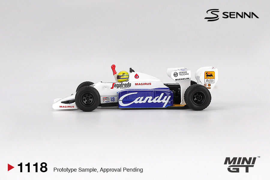 Toleman TG184 #19 Ayrton Senna 1984 Monaco Grand Prix 2nd Place / Blister packaging (1:64 Scale Diecast)