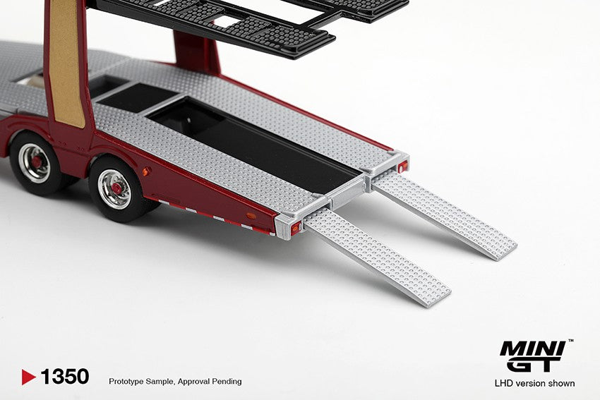 (Pre-Order – ETA January 2027) Scania 770S A6x4NA Car Transporter V8 – 50th Anniversary + Car Transporter Red 1:64 Scale Diecast (MINI GT)